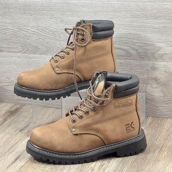 EK Eurbak Men Adult Insulated Water Oil Resistant Leather Ankle Work Boot Brown - Picture 6 of 12